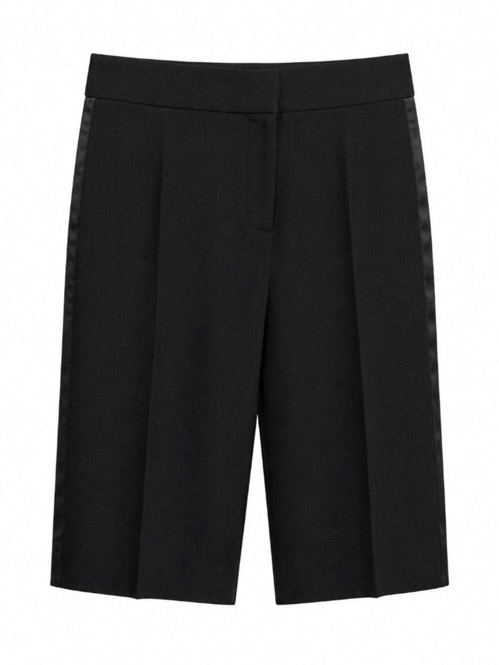 BCBG Max Azria Black Satin-Trim Bermuda Dress Shorts Polyester Blend Size 12